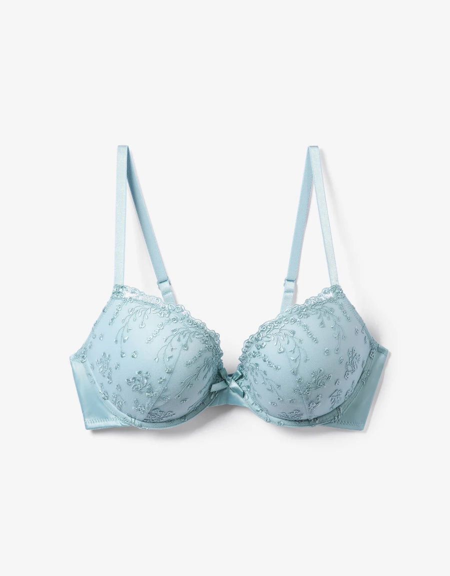 Embroidered Push-Up Plunge Bra
