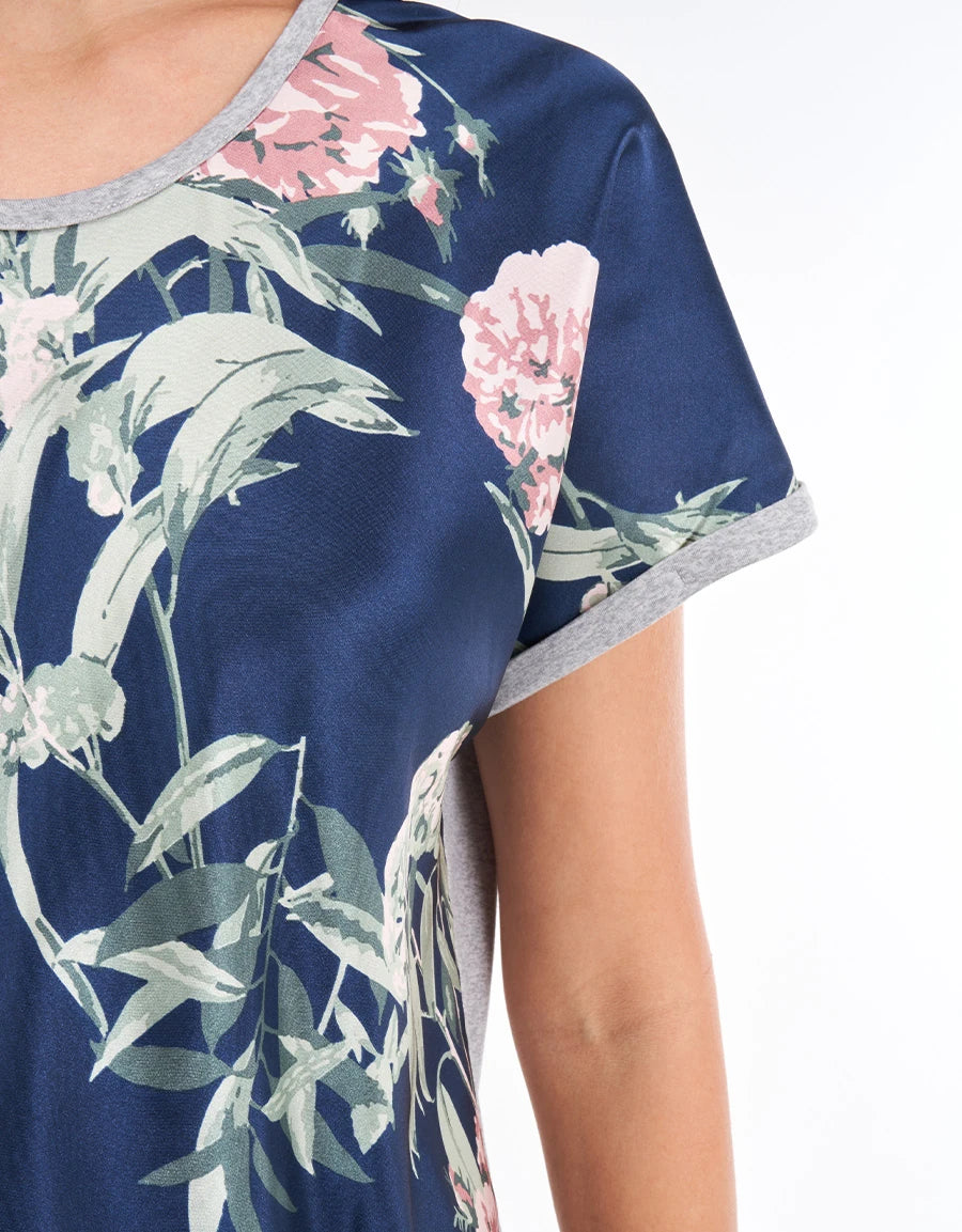 Floral Print Satin Pajama Set