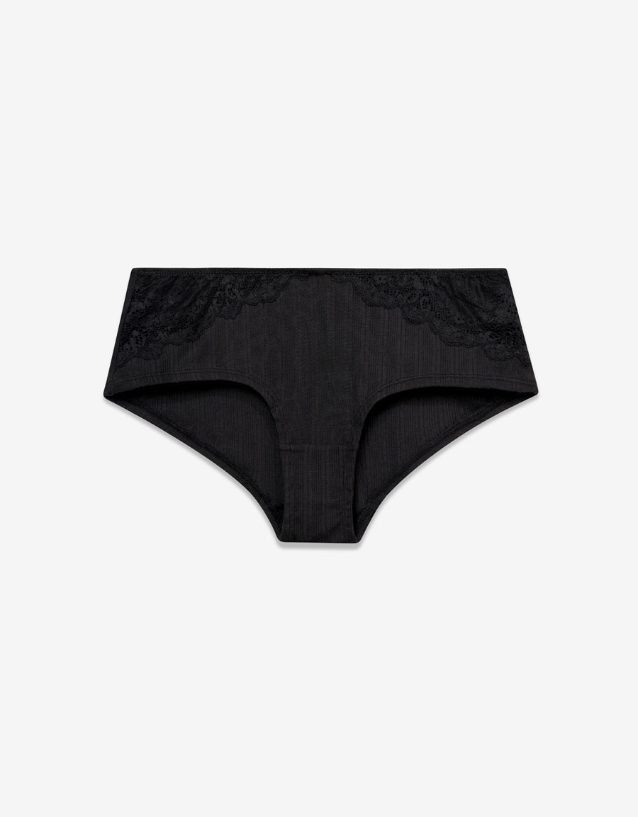 Ribbed Hipster Panty in Black