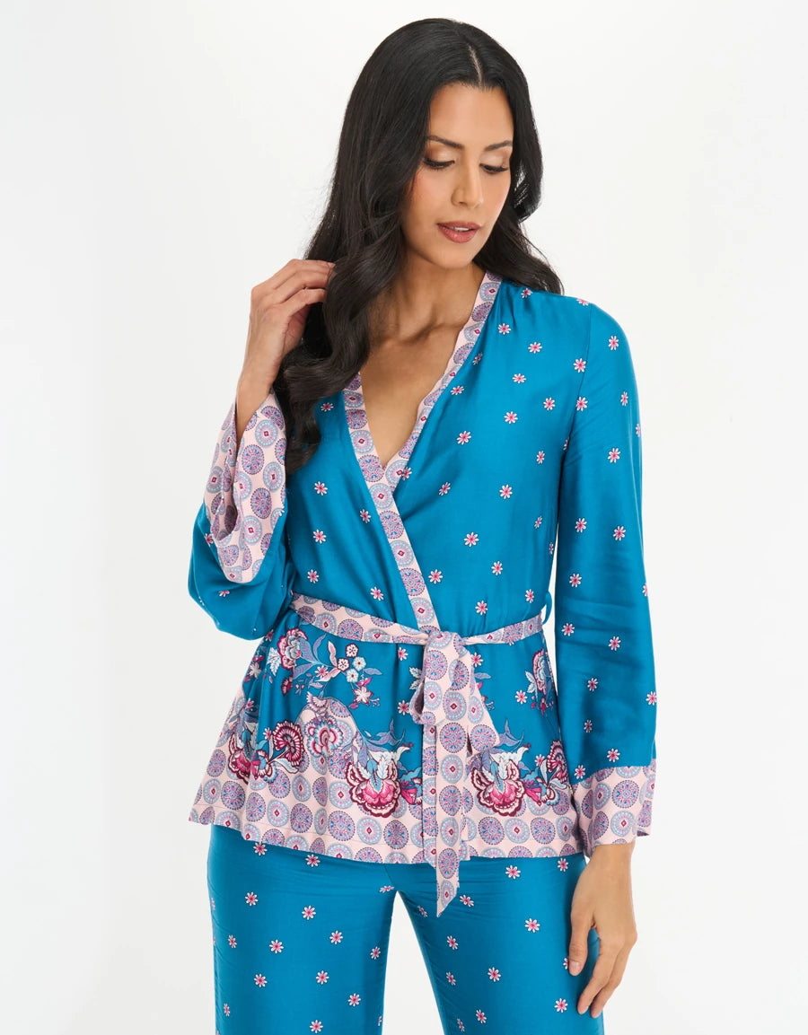 Floral Print Satin Pajama Set