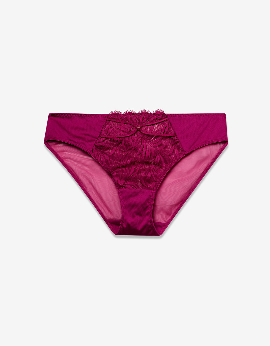 Lace Bikini Panty in Dark Pink
