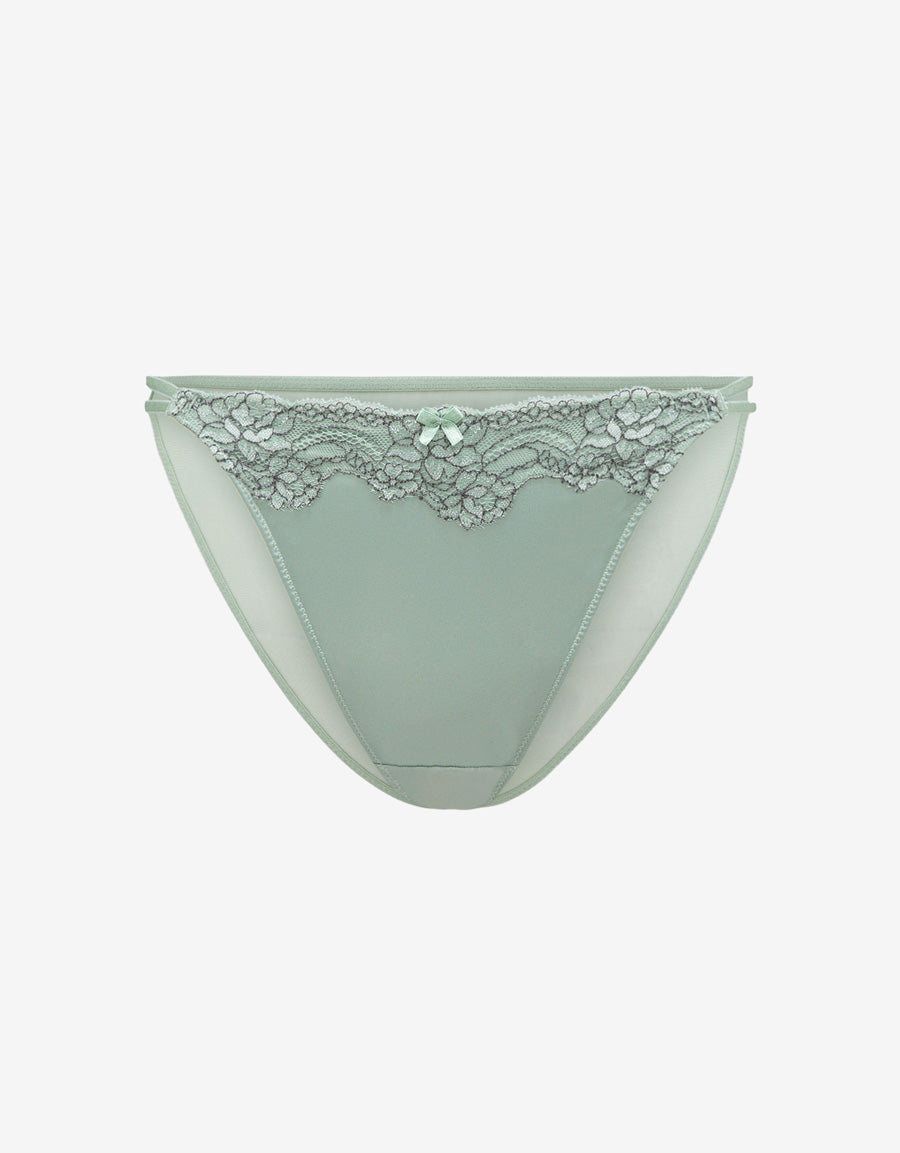 Lace-Trim Satin Tanga Panty