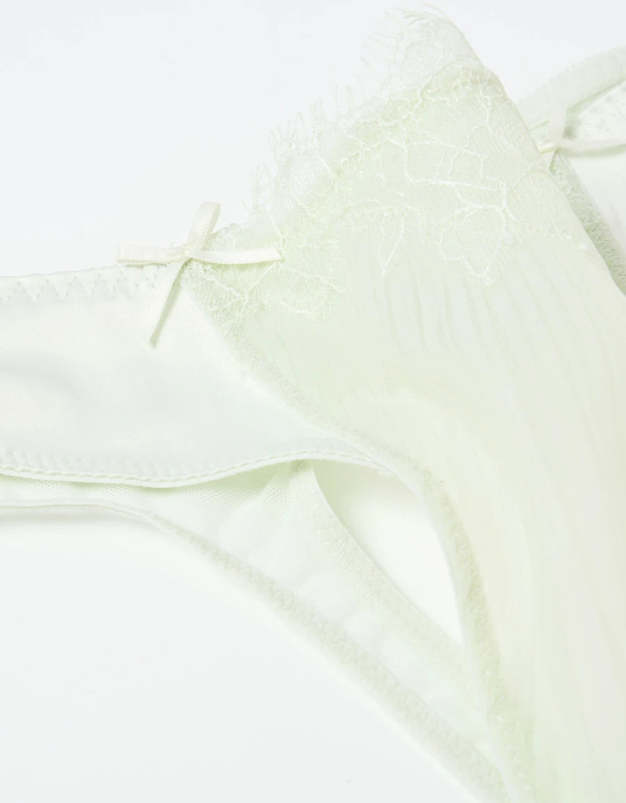 Lace-Trim Satin Bridal Thong Panty