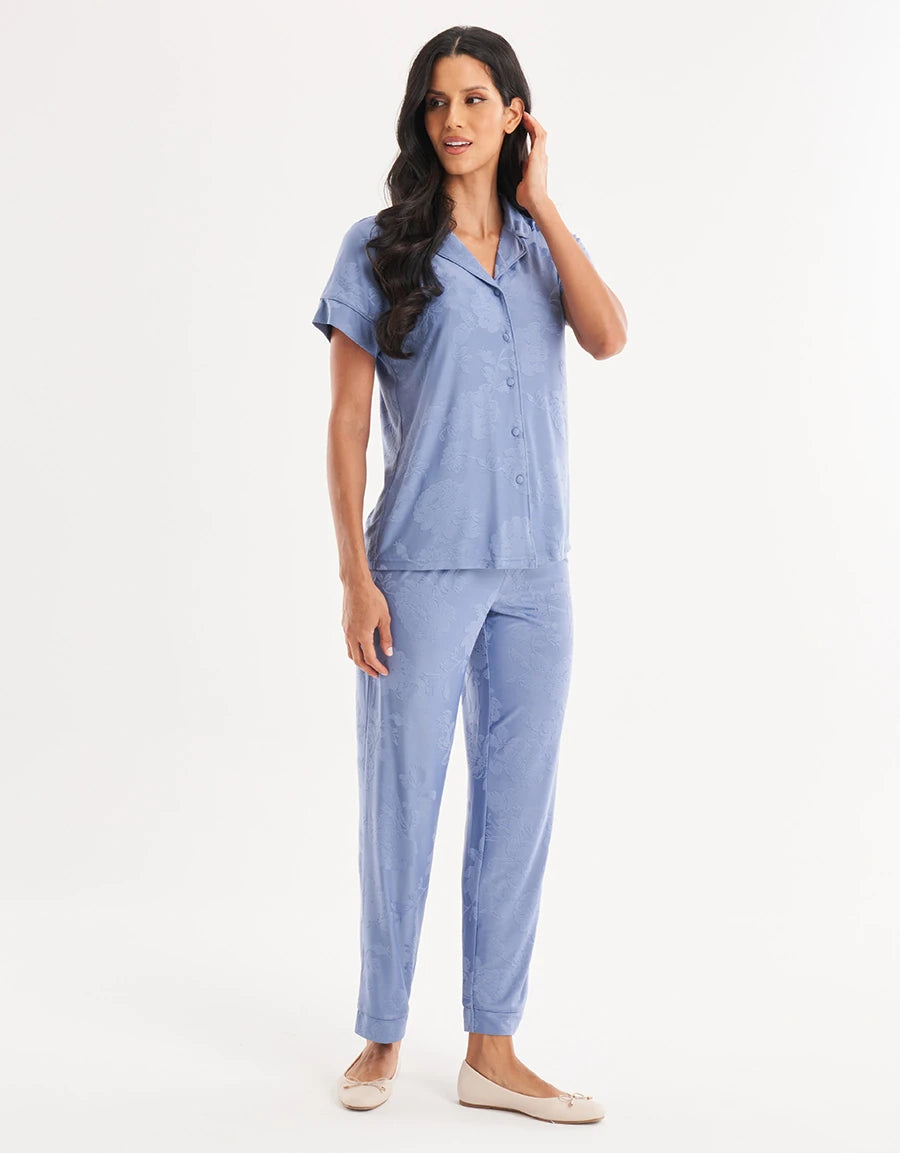Floral Print Jacquard Pajama Set
