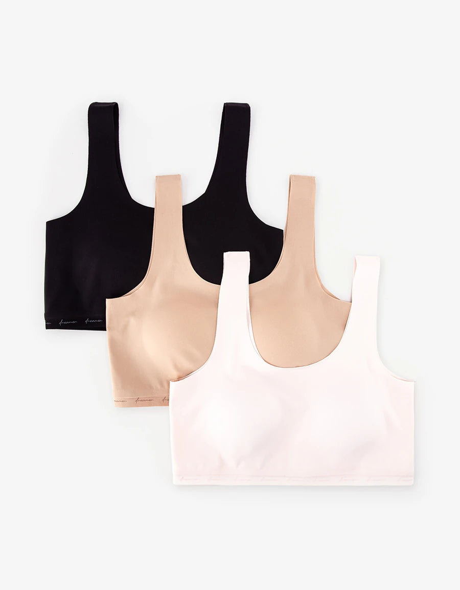 3-Pack Microfiber Padded Crop Top Bras