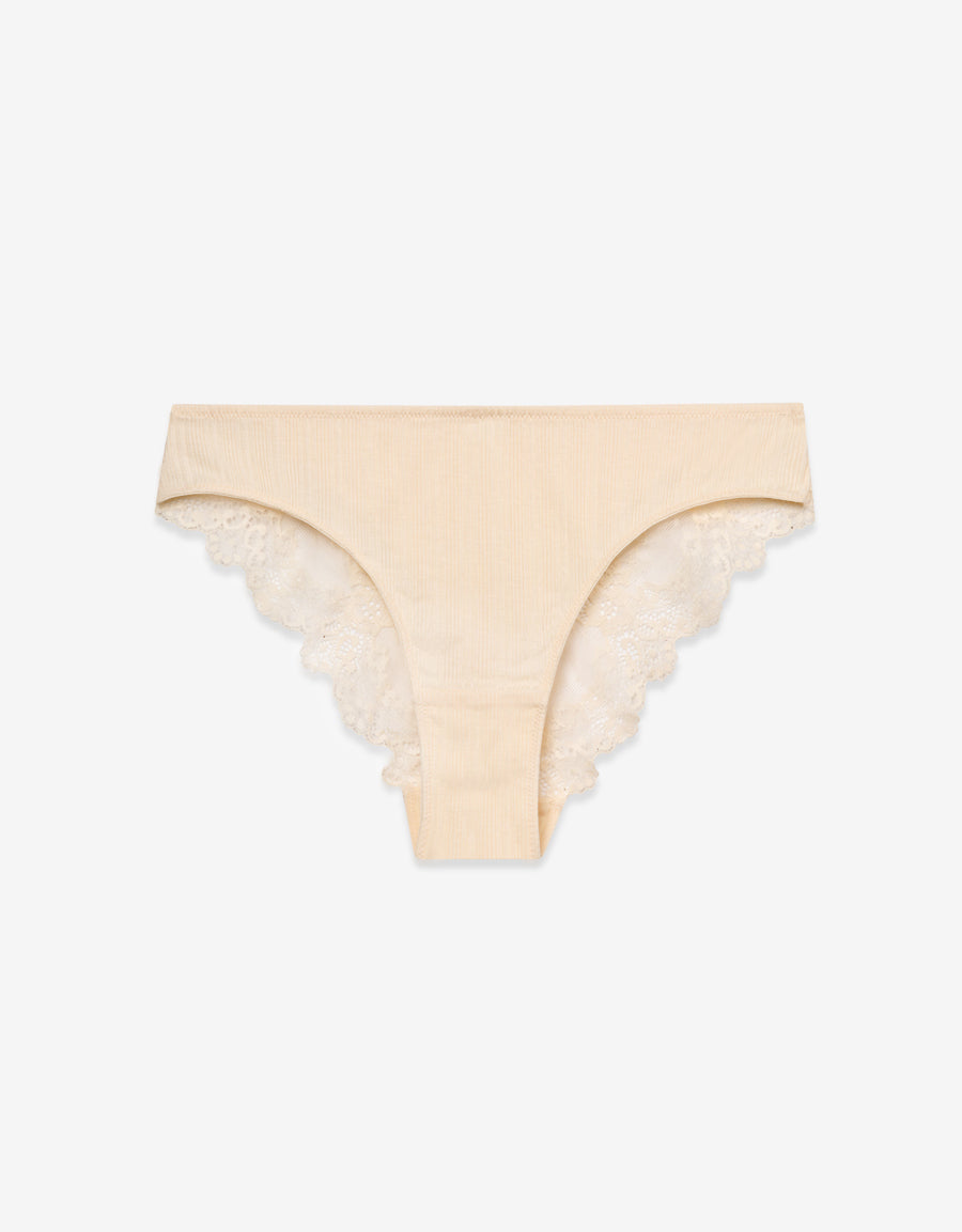 Ribbed Brazilian Panty in Ivory