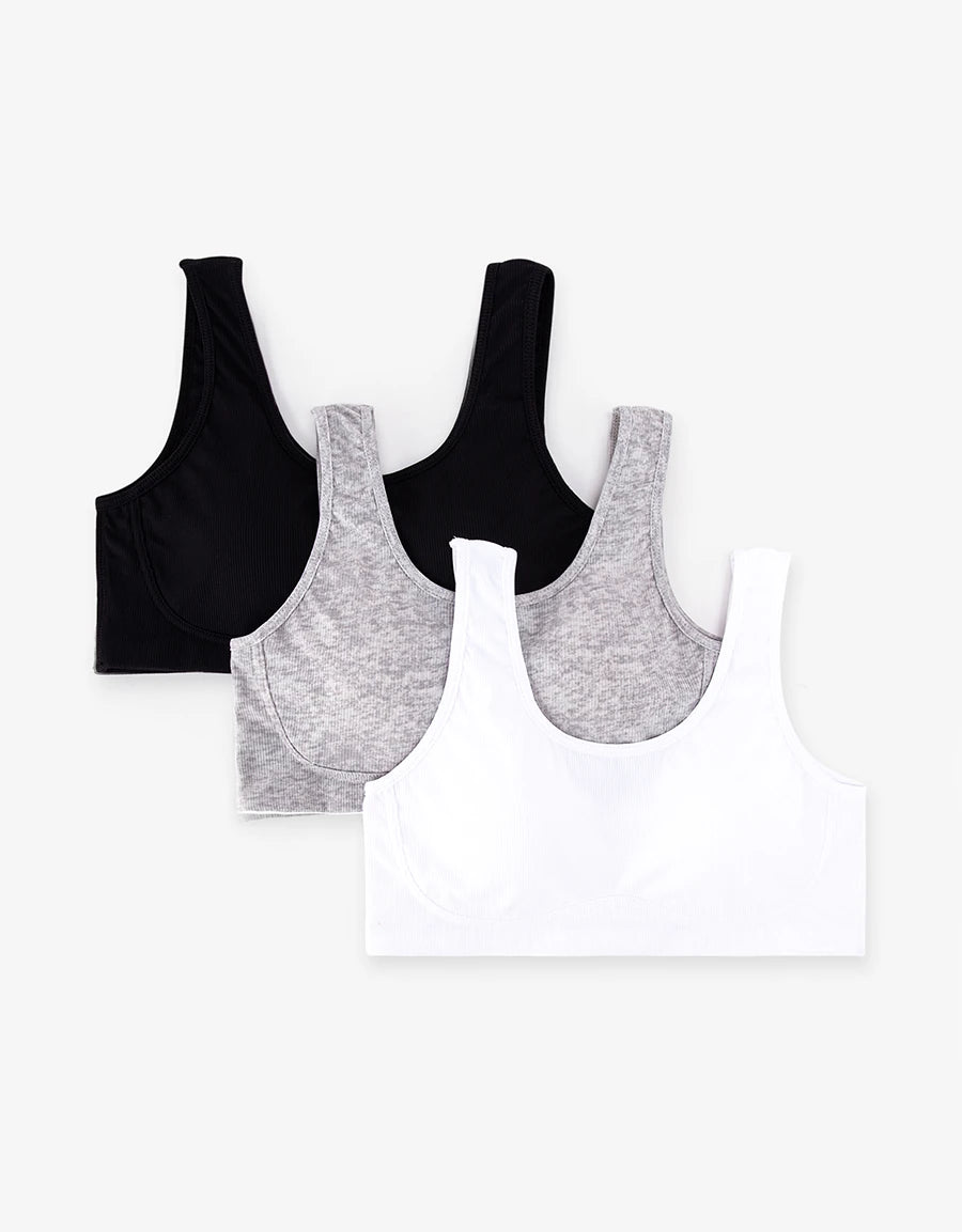 3-Pack Microfiber Crop Top Bra